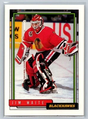 1992-93 Topps #100 Jimmy Waite Chicago Blackhawks Hockey Card - Image 1 of 2