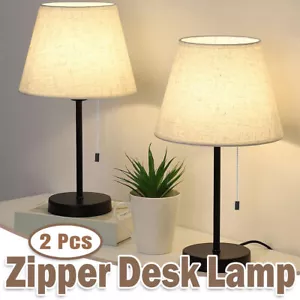 Set of 2 Bedside Table Lamps Nightstand Lamps Desk Lamps Bedroom Living Room - Picture 1 of 16