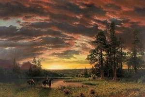 Evening on the Prairie by Albert Bierstadt Western Giclee Art Print + Ships Free - Picture 1 of 4