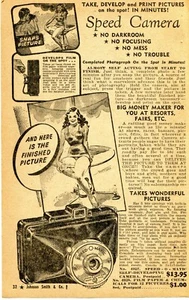 1950 small Print Ad of Speed-O-Matic Speed Camera develops film on the spot - Picture 1 of 2