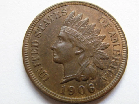 1906  Indian Head 1c ONE CENT PENNY 4 Diamonds  UNC  #349 Cover