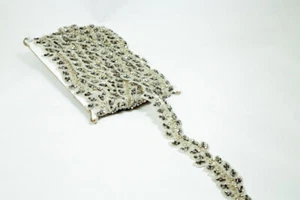 Perial Co Rhinestone Trim Silver Crystal Leaf Pattern Sold by Yard - Picture 1 of 3