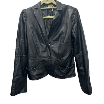 Max Studio Special Edition Leather Womens Black Jacket Size 10 - Image 1 of 4