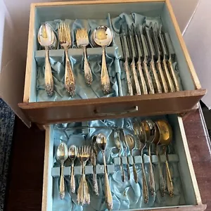 Vtg Eldan Nickel Silver ELD15 Prelude Flatware Set Service For 8 Storage Chest - Picture 1 of 23