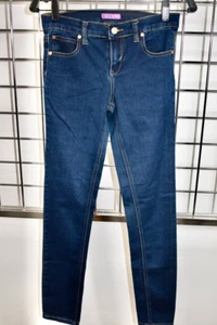 Aqua Dark Blue Skinny Jeans Low Rise Size 16 Youth On Sale - Picture 1 of 5