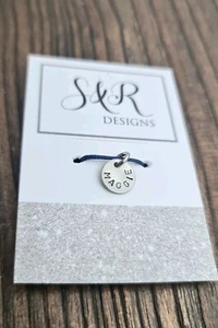 Personalised Hand Stamped Name Charm Pendant 10mm Disc with Jump Ring - Picture 1 of 8