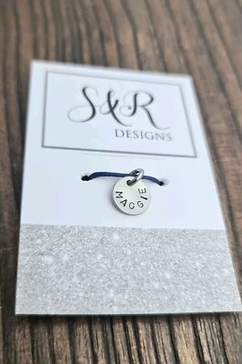 Personalised Hand Stamped Name Charm Pendant 10mm Disc with Jump Ring - Image 1 of 4