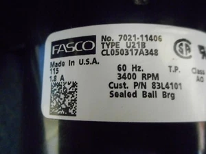LENNOX ARMSTRONG DUCANE 83L4101 Inducer motor assembly Fasco 7021-11406 - Picture 1 of 5