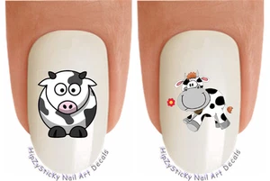 Nail Art 2071 TIER Kuh #1 "Cartoon" Wasserrutsche Nagel Aufkleber Transfers Sticker - Bild 1 von 3