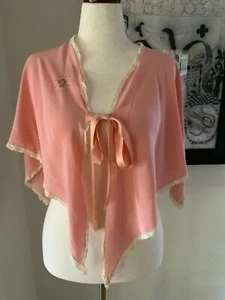 1920s Silk Cape - Bed Jacket - Vintage Silk Cape Pink - Picture 1 of 13
