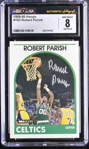 Robert Parish Signed 1989-90 Hoops Card #185 Boston Celtics CGC 8 JSA 9 Auto - Picture 1 of 2