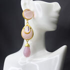 Women Vintage Niche Unique Style Design Earrings Pink Jelly Glass Accessories