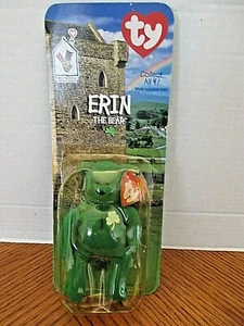 TY Erin The Bear Mcdonalds Rare Teenie Beanie Baby 1997 WITH ERRORS Back Opened - Picture 1 of 3