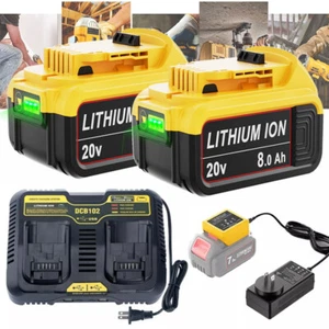For DeWalt 20V 20 Volt Max 8.0AH Lithium Battery/Charger DCB206 DCB200-2 DCB210 - Picture 1 of 24