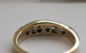 10K Gold Diamond Wedding Band Diamond=1/4 Carat F-SI2 with "LOVE " Inside Ring - Picture 1 of 10