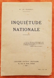 Marquis de CHAMBRAY: INQUIETUDE NATIONALE librairie d'action française 1928 - Imagen 1 de 3