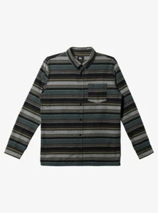 Quicksilver Lyne Long Sleeve Top Mens L AQYWT03301 KVJ9 BLACK LYNE FLANNEL Shirt - Picture 1 of 3