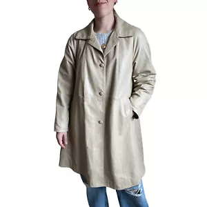 Abrigo vintage para mujer Vera Pelle crema italiana 100 % cuero longitud media talla 40 - Imagen 1 de 11