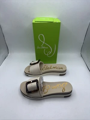 Sam Edelman Ariane Slide Sandals Women's Ivory Sz 9 G8847L1100 Tortoise Buckle - Image 1 of 4