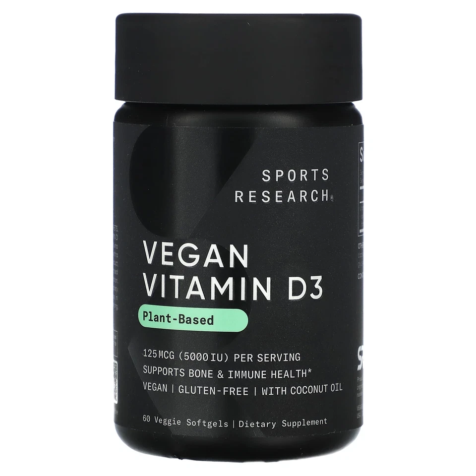 Sports Research Vegan D3 125 Mcg 60 Veggie Softgels