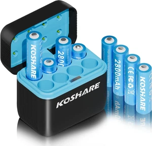Batterie ricaricabili nimh aa 2800mah con caricatore 8 piezas alta capacità 800x - Foto 1 di 12