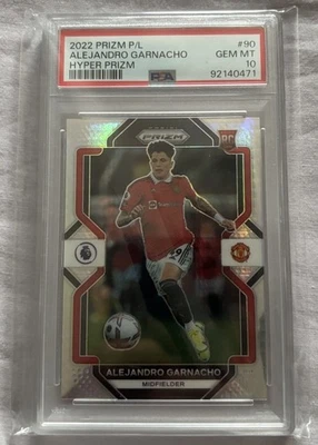 2022-23 Prizm Premier League Hyper Prizm Alejandro Garnacho #90 Rookie PSA 10 - Image 1 of 2