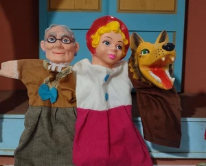 Marionetas de mano vintage cara de goma Caperucita Roja Storytime School - Imagen 1 de 6