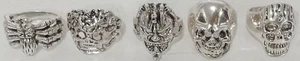 Costume Jewelry Rings - Skulls/Spiders/Indian Head/Oni - You Pick - Volume Price - Picture 1 of 12