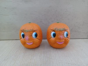 Vintage Anthropomorphic Salt & Pepper Shakers Florida Oranges w/ Big Blue Eyes - Picture 1 of 3
