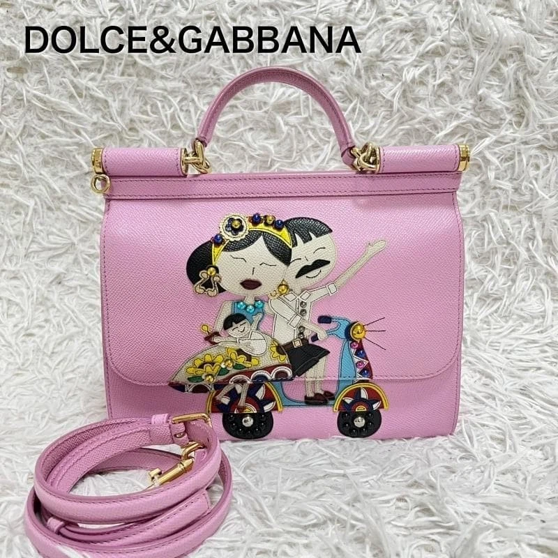 Bolso de Mano Dolce&Gabbana Sicilia DG Familia 2WAY D&G Cuero Rosa Foto 1 de 4
