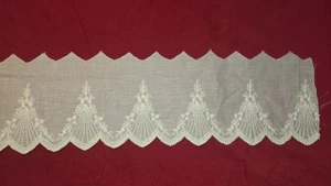 Vintage 6 Yards x 9"x 5 1/2" White Embroidered  Bridal Lace/Trim New - Picture 1 of 14