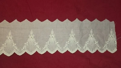 Vintage 6 Yards x 9"x 5 1/2" White Embroidered  Bridal Lace/Trim New - Image 1 of 4