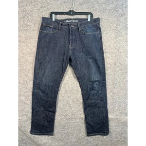 Jeans uomo Nautica taglio dritto taglia 34x30 denim lavaggio scuro pantaloni casual - Foto 1 di 9
