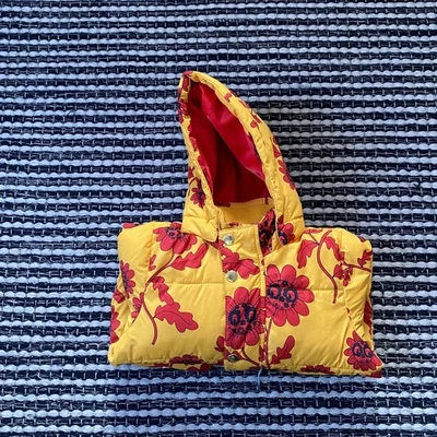 Mini Rodini Baby gelb rot Alpenblume Kapuze Puffer Mantel Jacke 80/9-12M - Bild 1 von 4