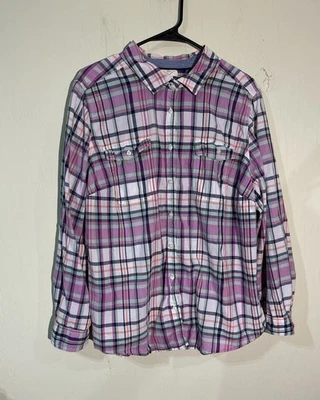 St John’s Bay cotton multicolor plaid button up long sleeve shirt size 2x - Image 1 of 2