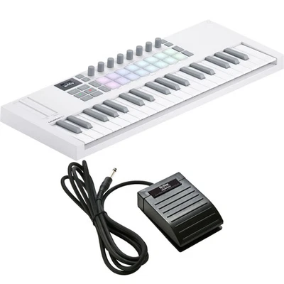 Novation Launchkey Mini 37 Mk4 Keyboard Controller - White PEDAL PAK - Image 1 of 4