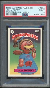 1986 Topps Garbage Pail Kids 6th Series UK Minis #223a Lolly Poppy PSA 9 MINT - Picture 1 of 2