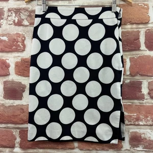 Ann Taylor Skirt Womens 2 Petite Black White Jumbo Polka Dot Zip Up - Picture 1 of 9