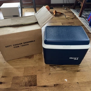 GOTT Cooler Ensemble #5002 34 Quart Cooler Blue Vintage-Rare New Old-stock 1934 - Picture 1 of 12