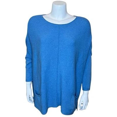 Habitat Womens Knit Pullover Sweater Tunic Top XS/S Dolman Drop Shoulder Blue - Image 1 of 4