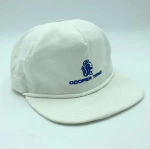 Cooper Tires VTG White Canvas Flat Brim Strap Back Hat - Picture 1 of 9