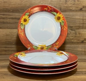 SET OF 4 - SAKURA CHANTICLEER - SUNFLOWER SUNSATIONS - 11" DINNER PLATES - Picture 1 of 6