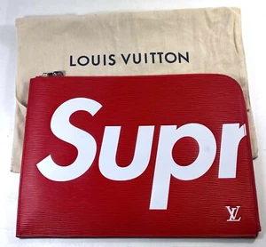 Louis Vuitton x Supreme Epi Pochette Jour GM Clutch Bag M67722 Red w/ Duster Bag - Picture 1 of 9