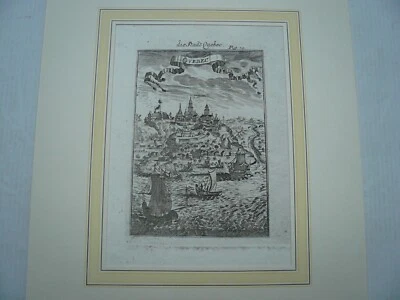 Quebec, año 1690, mazo-grabado en cobre--- mapa., montado detrás de paspartú, Foto 1 de 4