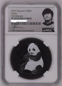 NGC PF70 Tanzania 2019 Nano Panda Silver Coin 1oz Black Coating - Picture 1 of 2
