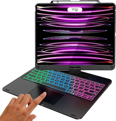 Touchpad Keyboard Rotate Case For Pro 10.9" 12.9" iPad 6/7/8/9/10th Gen Air 4 5 - Image 1 of 4