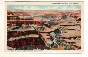 Cartolina anni '40 Grand Canyon Fred Harvey lino Colorado River Mohave Point-PP10 - Foto 1 di 2