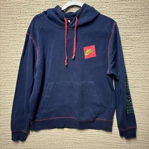 NIKE Just Do It Hoodie Men's Sz S Blue Fleece Pullover Long Sleeve Athleisure - Picture 1 of 12