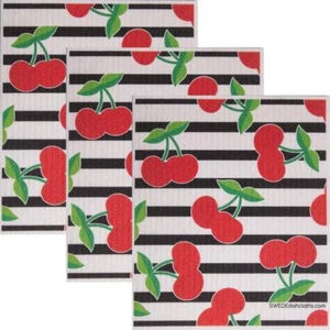 Swedish Dishcloth (Cherry Collage) Set of 3 Paper Towel Replacements | Swededish - Picture 1 of 6