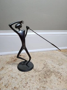 De colección HAGENAUER WIEN Bronce Guerrero Africano con Lanza Hecho en Austria MCM - Imagen 1 de 6